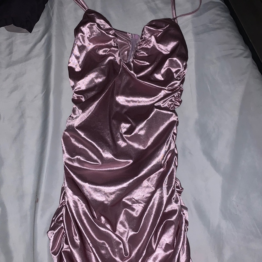 SATIN lavender dress: NEVER WORN. NWOT